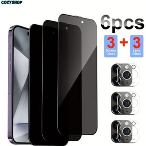 6-in-1 Privacy Screen Case For Iphone With Complete Camera Lens Protection - Anti-peep Reinforced Glass Compatible With Iphone 11/12/13/14/15/16/plus/pro/pro - 9h Hardness And Improved .