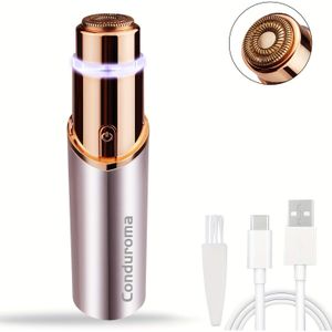 Conduroma Dames Oplaadbare Pijnloze Gezichtshaarverwijderaar - Draagbare Epilator & Scheerapparaat met Lithium, Gezichtshaarverwijdering voor Gevoelige Huid, Bovenlip, Kin, , C-Compatibel