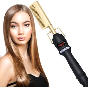 Kam Stijltang Nat & Haar Stijltang, Hete Kam Stijltang, Gecoat voor Haar en Baard, Nat en Kam,Styling Kam,Schoonheidsenthousiastelingen