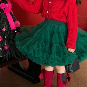 Stijlvol Meisje Kerstgroene Rok met Mesh Ballet Schattige Prinses Pluizige Tutu Verjaardagscadeau Jurk