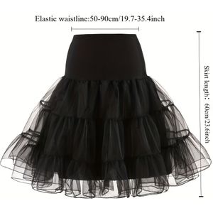 Modieuze Polyester Tutu Rok voor Vrouwen, Retro Trouwjurk Onderrrok Zonder Hoepels - Verkrijgbaar in Wit, Zwart, Grijs, Lengte 25.6 inch