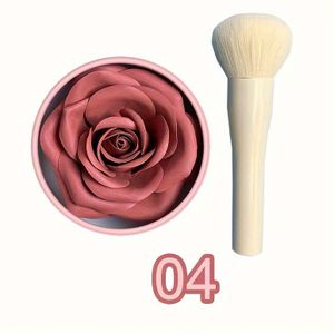 2- set - Rode roos blush met melkwitte losse poederkwast