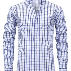 Herenshirt met Digitale Print en Lange Mouwen - Kreukvrij, Makkelijk te Onderhouden, Geruit , Luxe Lichtgewicht Ontwerp voor Casual Weekendkleding