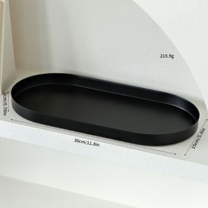 Kleurrijke Make-up Organizer - Matte Metal Schaal voor Parfums, Ringen en Skincare | Moderne Badkamer Decoratie (Zwart/Wit)