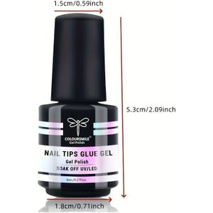 Super Sterke Nagellijm voor Press-On Nagels, Nageltips & Kunstnagels - Lange Durzame Acryl- en Gellijm met Borstel