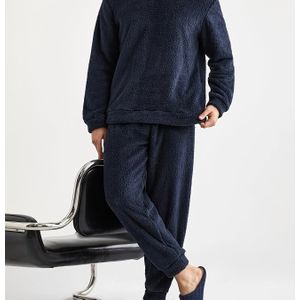 Herfst en winter heren kleur ronde hals lange mouw top en broek casual pak pyjama set, verdikt