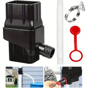 1pc Rainwater Collection System, Universal Downspout Water Diverter, Connector With 50in Hose, Rain Barrel Gutter Diverter Kit, Outdoor Lawn Garden Watering Tool