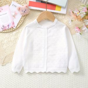 Baby Meisjes Breigebreide Trui, Knopen Cardigan Top, Schattige Holle Lange Mouw Trui Jas Top Voor Lente En Herfst
