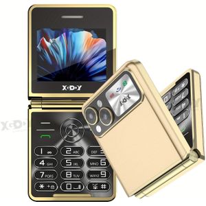 Xgody Flip Phone No Good For Elderly And Children Gsm Phone 1300mah Battery Type-c Dual Standby 2.4 Inch Color Screen Fm Radio Button Phone Bt Black Golden