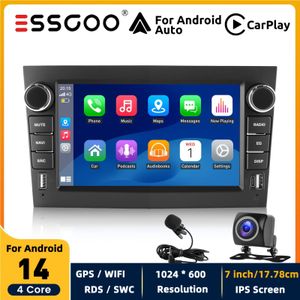 ESSGOO 4+64G Draadloze Autoradio 14 met CarPlay & Auto voor Opel C/D B G H 7 Inch IPS Touchscreen Draadloos FM RDS GPS Zwart AHD Camera MIC, Zonder Batterij