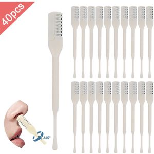 40-delige Zachte Pijnloze Neushaartrimmer Set voor Mannen en Vrouwen - Draagbare Handmatige 360° Roterende Dubbelkop, Lichtbeige Veilige Gezichtshaarverwijderingstool met Precisie Trimfunctie