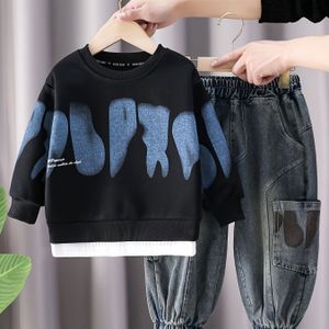 Stijlvolle Outfit voor Jongens, Nieuwe Lente en Herfst 2025 Collectie, Trendy Koreaanse Stijl Sweatshirt voor Modieuze Peuters, voor Buiten