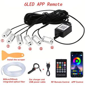 Interieur Auto LED-stripverlichting met Draadloze APP en Afstandsbediening, RGB 6-in-1 Sfeerverlichtingskits met 315 inch Glasvezel, 16 Miljoen Kleuren Auto Neonlampen, Synchroon op Muziek