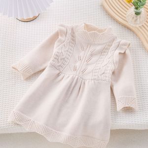 Baby's Kantgebreide Cardigan Jurk - Mouwloze Ronde Hals A-lijn Smockjur met Paraplu, Zachte Gebreide Trui voor Lente & Herfst, Wasmachinebestendig (tot 12m)