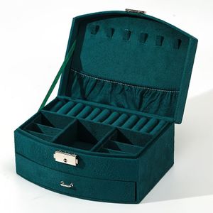 Vintage Geïnspireerde Sieraden Organizer Doos met Sleutelslot - Zacht Suède, Perfect voor Oorbellen, Horloges & Accessoires - Ideaal Geschenk voor Haar