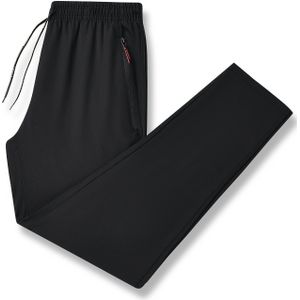 Plus Size Casual Zwarte Joggingbroeken voor Heren - Ademend, Lichtgewicht Polyester met Ritszakken & Taille met Trekkoord - Perfect voor Lente/Zomer Sport & Vrije Tijd, PLUS MAAT