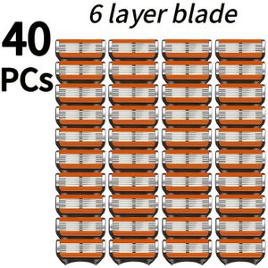 40st, Premium Mesvervanging voor Mannen, 6-Laags Veiligheidsscheermesjes, Herbruikbare Messen voor een Gladde en Comfortabele Scheerbeurt Zonder Resten, Mannen's Verzorgingsgereedschap