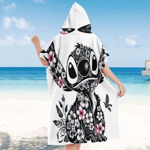1pc Stitch Beach Towel Wrap Poncho - Oversized, Quick-dry Microfiber Robe With Vibrant , Beachwear, Swimming & Themed Decor, Beach Coverup | Design | Durable Fabric