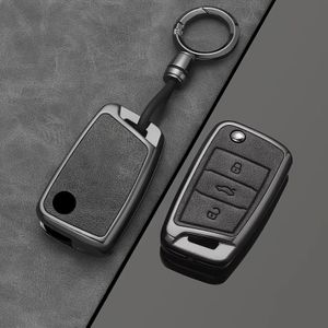 Alloy Style Car Key Case Cover Shell Fob For Vw Golf 7 Mk7 Tiguan Mk2 For Seat Leon Fr 2 Ibiza