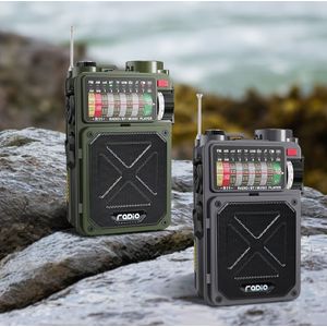 Draagbare buiten nood- en multifunctionele rampenbestrijdingsradio met zonnepaneel - 5W luidspreker - draadloze full-band radio met zonne-energiebron