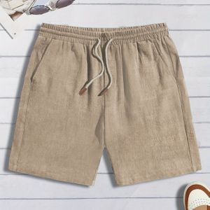 Herren Marineblauwe Casual Shorts met Trekkoord - Losse Pasvorm, Elastische Tailleband met Verstelbaar Koord, Zakken, voor Alle Seizoenen, Strandshorts, Niet-rekbare Stof