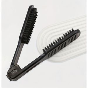 INGRID V-vormige Haarrechte Kam - Hittebestendig, Antistatische Borstel voor Gladde Styling, Transparante ABS Handvat