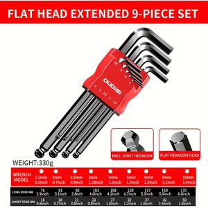 Allen Sleutelset met Lange Arm en Kogeluiteinde Staal Torx Ster Sleutelset Zeskantmoersleutel Auto Fiets Reparatie Handgereedschap