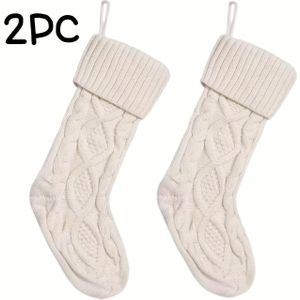 Twintigdelige Set, Gebreide Kerstbroeken, 18-Inch Ivoorwitte Broeken, Feestelijke Sokken voor Thuis, Hal, Kantoor en Tuindecoratie