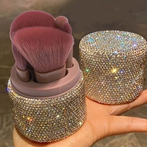 Multifunctionele Make-up Kwastenset met Glitter Opbergemmer, Rhinestone Versierde Stofvrije Kwashouder met Deksel – Draagbare Organizer voor Thuis en Reizen