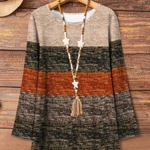 Dames Plus Size Fashion T-shirt met Lange Mouwen | Ronde Hals, Losse A-lijn, Top tot de Heup, Zachte Huidvriendelijke Stof, Makkelijk te Onderhouden, Machinewasbaar, Geschikt voor Thuis en Buiten