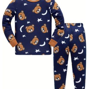 Jongens en meisjes loungewear binnen cartoon print beer sterren schattig leuk schattige cartoon beer print kinder loungewear set twee sets