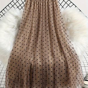 Fluweelachtige Midi Rok met Stippen