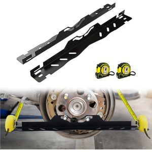 Pair Of Black Front Wheel Positioning Tool Boards With 2 Rolls For Precise Installation, Wheel Alignment & Balancing Tools