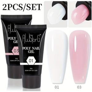 AWStorG 2-delige Set Poly Nagel Gel 30g - Roze Wit Acryl Nagel Builder, Camouflage Jelly Verlenging, French Nagel Gel, Nagelverzorging, Nagellak, Nagel Gel, Nagel Builder