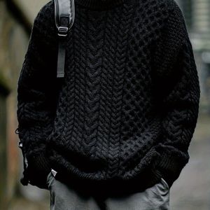 Heren Plus Size Kabel Gebreide Fashion Pullover Trui, Casual Warme Kleding Voor Herfst/Winter