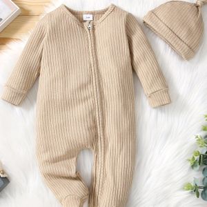 Kinderen Lange Mouwen Romper met Trekkoord en Hoed, Perfect voor Buiten