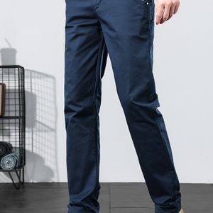 Herren Marineblau Rechte Pijp Zakelijke Casual Broek - Relaxed Fit met Rits, Machinewasbaar & Duurzaam Stof voor Kantoor, Semi-Formeel & Casual Kleding - Veelzijdige Overgang van Werk naar Casual