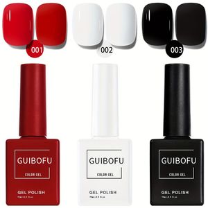 3-delige Set 15ml Gel Nagellak Set, 120 Kleuren Serie Herfstglans Finish Semi-Permanente Glitter Pailletten Nagellak Kit voor Manicure, Soak Off Verven, Eén Kleur per Flesje