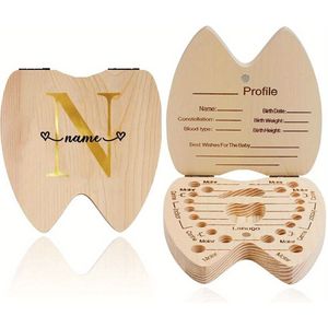 Customized Name Wooden Tooth Box - Personalized Diy Keepsake Organizer For Lost Teeth, Round Wooden Case With , Cord Holder, Memory Recording For 20 Teeth Information, 18+ Years