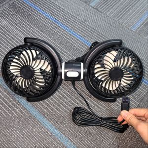 Autoventilator met Dubbele Kop, Luchtstroom Achterzitje Ventilator met Verstelbare Snelheden en Meervoudige Hoekrotatie voor Sterke Windsnelheid