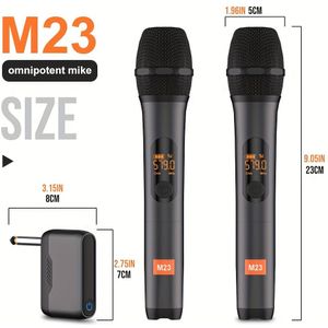 Dradenloze Microfoon M23 UHF 2-Kanaals Karaokesysteem met Oplaadbare Ontvanger voor Kerkfeest en Spreker