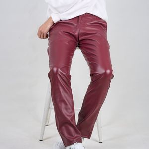 Heren Slim-Fit Broeken - Stijlvolle Zwarte PU Slacks voor Lente & Herfst, Comfortabel en Veelzijdig voor Casual of Optredens