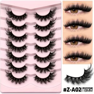 GROINNEYA 7 Paar Nepwimpers Fluffy Mink Wimperstroken Cat Wispy Lange Volume Make-up Gereedschap