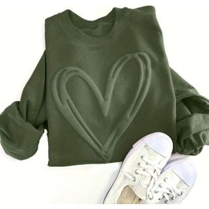 Dames Mode Ronde Hals Hartprint Lange Mouwen Sweatshirt
