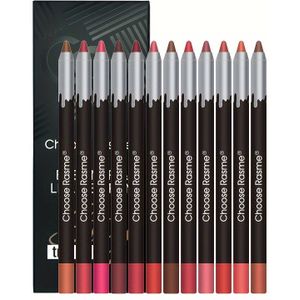 12 Kleuren Lip Liner Potlood Set voor Gedefinieerde Lippen - Effect, Geschikt voor Alle Huidtypen, Rode Tinten