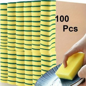 100pcs, Cleaning Sponge, Double-sided Scouring Pad For Household Cleaning, Dishwashing Sponge, Sponge, Scratch-free Sponge For Wiping, Super Absorbent, Cleaning Supplies, Cleaning Tools