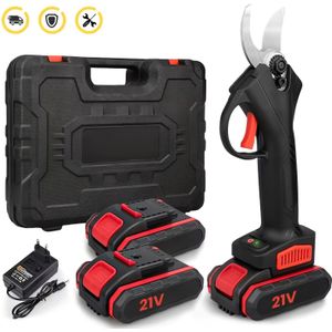 Electric Pruning Shears For Trimming Trees And Bonsai Without Cords, With 1200w Power And 25mm Cutting Capacity. With 2 Rechargeable 21v Batteries For Cordless Operation.