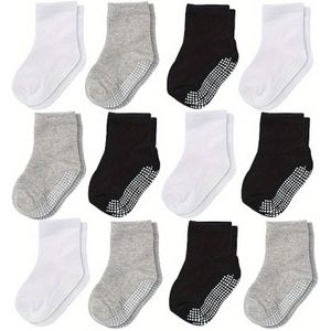 12 paar antislip sokken voor baby's, peuters en kinderen (jongens en meisjes)