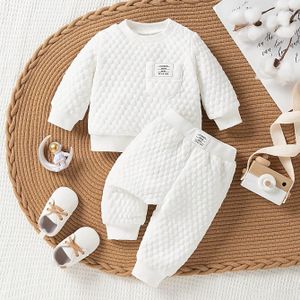 2-delige set met lange mouw T-shirt en broek voor kleine jongens - ronde hals, kleur, warm casual outfit voor lente/herfst, kinderkleding, voor buiten