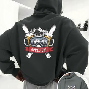 Heren graphic hoodie met -print en ontwerp van de Franse - Kangoeroezak, machinewasbaar, capuchon met trekkoord, casual pullover voor elk seizoen, sweater hoodie